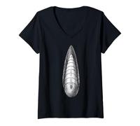 Mujer Orthoceras Fossil Antiguo Cefalópodo Paleontología Ciencia Camiseta Cuello V