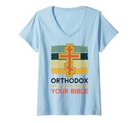 Mujer Ortodoxo Mi Iglesia Escribió Tu Biblia Cristiano Ortodoxo Camiseta Cuello V