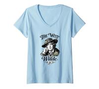 Mujer Oscar Wilde The Wit Retrato Flor Victoriano Literario Camiseta Cuello V