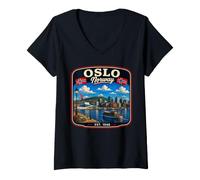 Mujer Oslo Noruega Vacaciones a Oslo Viaje Familiar Camiseta Cuello V