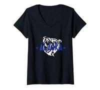 Mujer Oso de Alaska Alaska La Última Frontera Vintage Retro Camiseta Cuello V