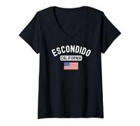 Mujer Oso de Cali Vintage con Bandera de California, EE. UU., San Diego, Dakota del Sur Camiseta Cuello V