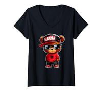 Mujer Oso de Peluche con Bandera de Albania Iliria albanesa Shqip Camiseta Cuello V