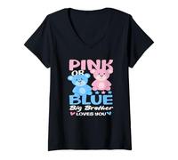 Mujer Oso de revelación de género Rosa o Azul Big Brother Loves You Camiseta Cuello V