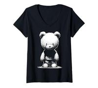 Mujer Oso Kawaii Lindo Amante Animal Arte Wildlife Forest Cool Camiseta Cuello V