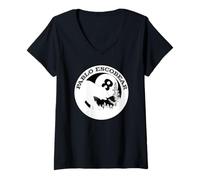 Mujer Oso Negro Pablo Escobear En Un Bosque con 8 Bola Luna Llena Camiseta Cuello V