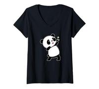 Mujer Oso Panda con Estrellas Camiseta Cuello V