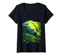 Mujer Oso Polar Tréboles Bosque Día de San Patricio Forestcore Camiseta Cuello V