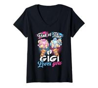 Mujer Osos Rosa O Azul Gigi Te Ama Revelación De Género Camiseta Cuello V