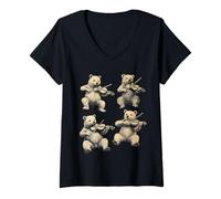 Mujer Osos tocando Violines Cuarteto Musical Viola jugando Animales Camiseta Cuello V