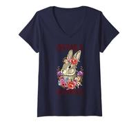 Mujer Ostara Blessings Feliz Pascua Conejo Ostara Pagano Primavera Camiseta Cuello V