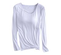 Mujer Otoño Invierno Ropa Interior Térmica Apretada Top Engrosado Terciopelo Fino Que Forma El Cuerpo Camiseta De Manga Larga con Almohadilla En El Pecho Sujetador Copa Pijamas