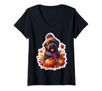 Mujer Otoño Otoño Bouvier Des Flandres Dueño Perro Amante Vintage Mamá Camiseta Cuello V