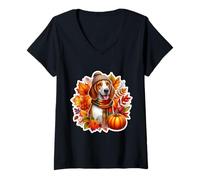 Mujer Otoño Otoño Treeing Walker Coonhound Dueño de Perro Acción de Gracias Camiseta Cuello V