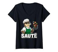 Mujer Otter Chef Salteado Cocinando Gráfico Animal Camiseta Cuello V