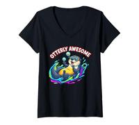 Mujer Otterly Awesome - Bonito diseño de Nutria Marina para Hombres, Mujeres y niños Camiseta Cuello V