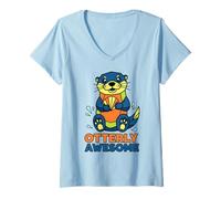 Mujer Otterly Awesome Cute Funny Otter Design para Hombres, Mujeres y niños Camiseta Cuello V