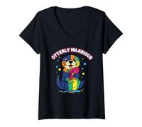 Mujer Otterly Hilarante Divertido Diseño Animal Nutria Marina Hombres Mujeres Camiseta Cuello V