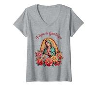 Mujer Our Lady of Guadalupe Catholic Religious Virgin Saint Mary Camiseta Cuello V