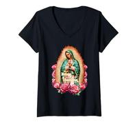 Mujer Our Lady of Guadalupe Nuestra Señora de Guadalupe Mexico Camiseta Cuello V