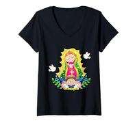 Mujer Our Lady of Guadalupe Saint Virgin Mary | Virgencita Cuidame Camiseta Cuello V
