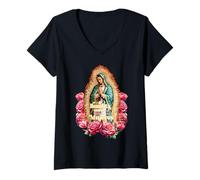 Mujer Our Lady of Guadalupe Virgin Mary Catholic Saint Camiseta Cuello V