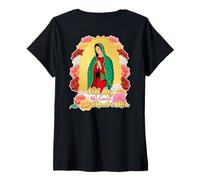 Mujer Our Lady Virgen De Guadalupe Saint Virgin Mary Roses Flowers Camiseta Cuello V