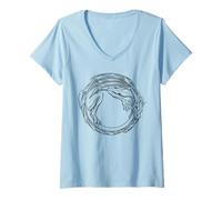 Mujer Ouroboros Uroboros Círculo Serpiente Serpiente Dragón Vintage Camiseta Cuello V
