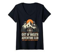 Mujer out of Breath Adventure Club Divertido Senderismo Amante de la montaña Camiseta Cuello V