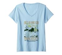 Mujer out of Breath Hiking Society, estaré allí en un Minuto, Gracioso Camiseta Cuello V