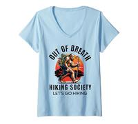 Mujer out of Breath Hiking Society Funny Big Foot Hiker Camiseta Cuello V