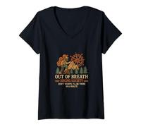 Mujer Out of Breath Hiking Society Funny Camping Senderista Hombres Mujeres Camiseta Cuello V