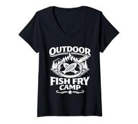 Mujer Outdoor Fish Fry Camp Friday Funny Camiseta Cuello V