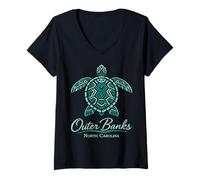 Mujer Outer Banks Mandala Tortuga Carolina Tropical Beach Camiseta Cuello V
