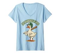 Mujer Outnumbered by Boys Mom Goose Baseball Mama Camiseta Cuello V