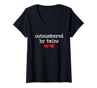 Mujer Outnumbered by Twins Boys Girls Dad Soon to Be Mom Pregnancy Camiseta Cuello V