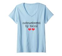 Mujer Outnumbered by Twins Boys Girls Dad Soon to Be Mom Pregnancy Camiseta Cuello V