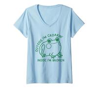Mujer Outside I'm Croakin Inside I'm Broken Camiseta Cuello V