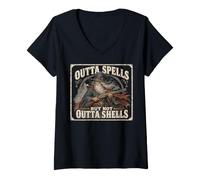 Mujer Outta Spells But Not Outta Shells Vintage Wizard Graphic Camiseta Cuello V