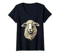 Mujer Oveja Cordero Oveja Pequeña Ovejitas Doméstica Pastor Dulce Camiseta Cuello V