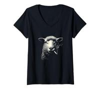Mujer Ovejas Fumadoras Divertidas Estilo Rebelde Fumador Camiseta Cuello V
