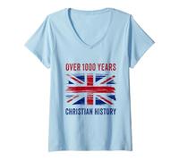 Mujer Over 1000 Years of Christian History - UK Patriot Graphic Camiseta Cuello V