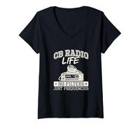Mujer Over But Never out CB Radio Citizens Band Radio Entusiastas de la Radio Camiseta Cuello V