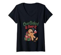 Mujer Overbaked and Over It Christmas Cookies Gingerbread Men Kids Camiseta Cuello V