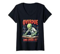 Mujer Overdue Halloween Zombie Reader Camiseta Cuello V