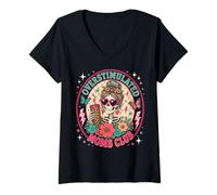 Mujer Overstimulated Moms Club Funny Mother's Day Skeleton Mom Camiseta Cuello V