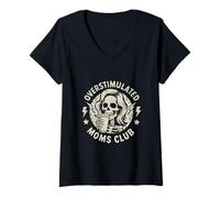 Mujer Overstimulated Moms Club Neurodivergente Día De La Madre Camiseta Cuello V