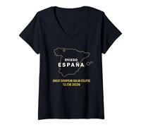Mujer Oviedo, España Gran Eclipse Solar Europeo 2026 Camiseta Cuello V