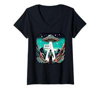 Mujer OVNI alienígena en la montaña sudamericana en Perú Camiseta Cuello V