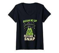 Mujer OVNI Avistamientos Cósmico Explorador Club Teoría de la Conspiración Alien Camiseta Cuello V
